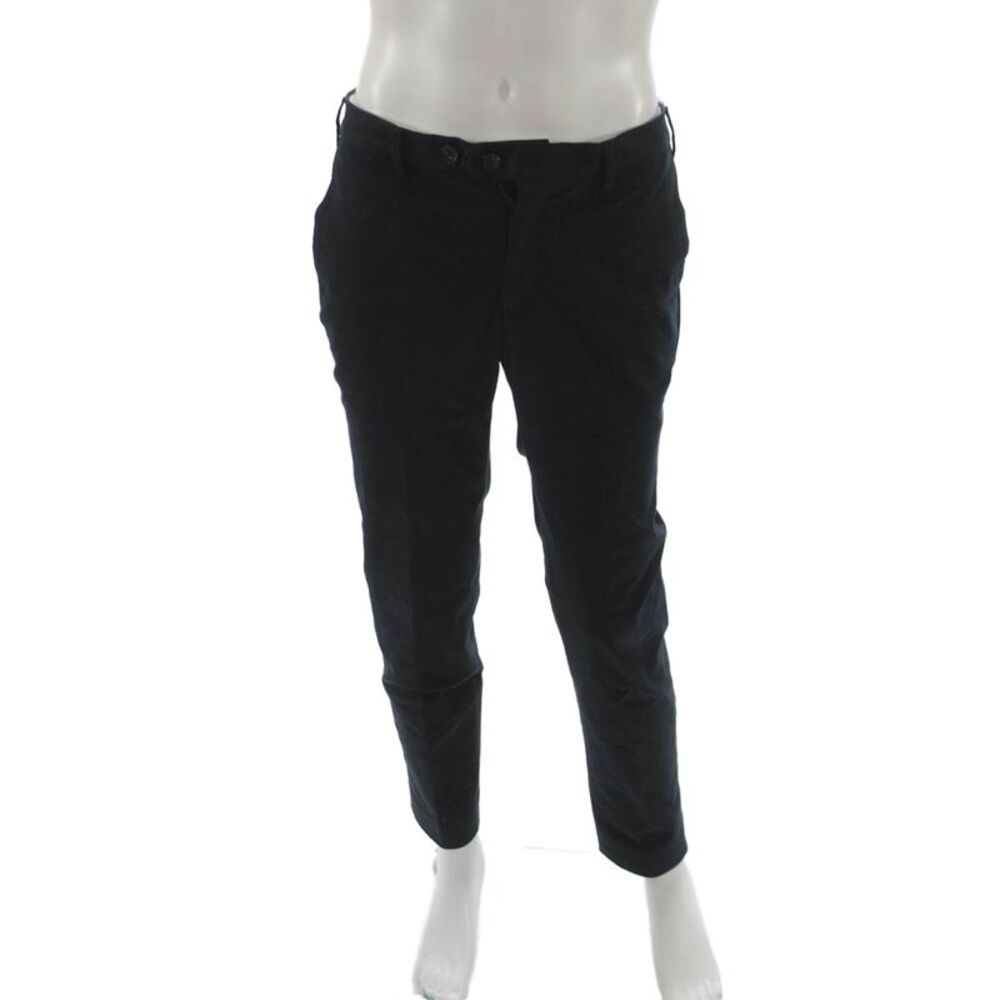 Pal Zileri Mens Ankle Cropped Dress Pants Dark Blue Cotton Size 48